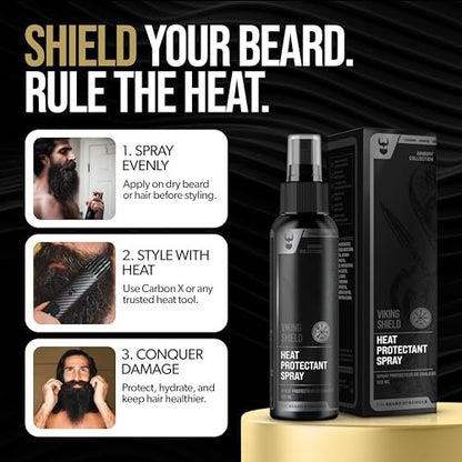 Beard & Hair Heat Protectant Spray – Viking Shield by The Beard Struggle | Thermal Protector Up to 450°F with Argan Oil, 4 Fl Oz Avelisse