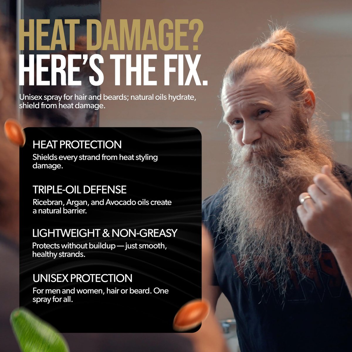 Beard & Hair Heat Protectant Spray – Viking Shield by The Beard Struggle | Thermal Protector Up to 450°F with Argan Oil, 4 Fl Oz Avelisse