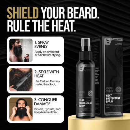 Beard & Hair Heat Protectant Spray – Viking Shield by The Beard Struggle | Thermal Protector Up to 450°F with Argan Oil, 4 Fl Oz Avelisse
