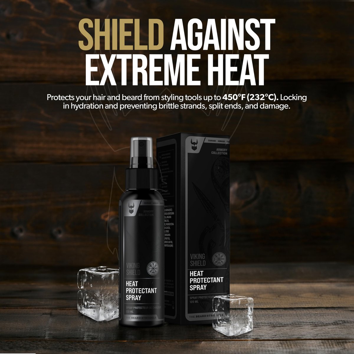 Beard & Hair Heat Protectant Spray – Viking Shield by The Beard Struggle | Thermal Protector Up to 450°F with Argan Oil, 4 Fl Oz Avelisse