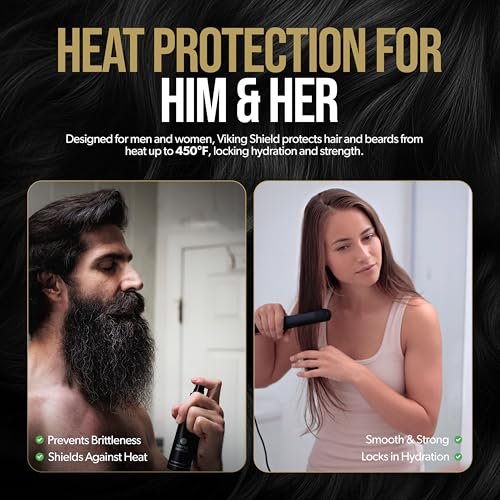 Beard & Hair Heat Protectant Spray – Viking Shield by The Beard Struggle | Thermal Protector Up to 450°F with Argan Oil, 4 Fl Oz Avelisse
