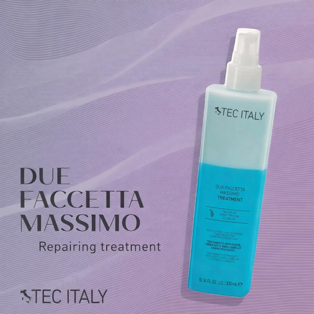 Tec Italy Due Faccetta Massimo Leave-In Treatment for Overprocessed Hair – UV Protection, Frizz Control & Deep Hydration, 10.14 fl oz Avelisse