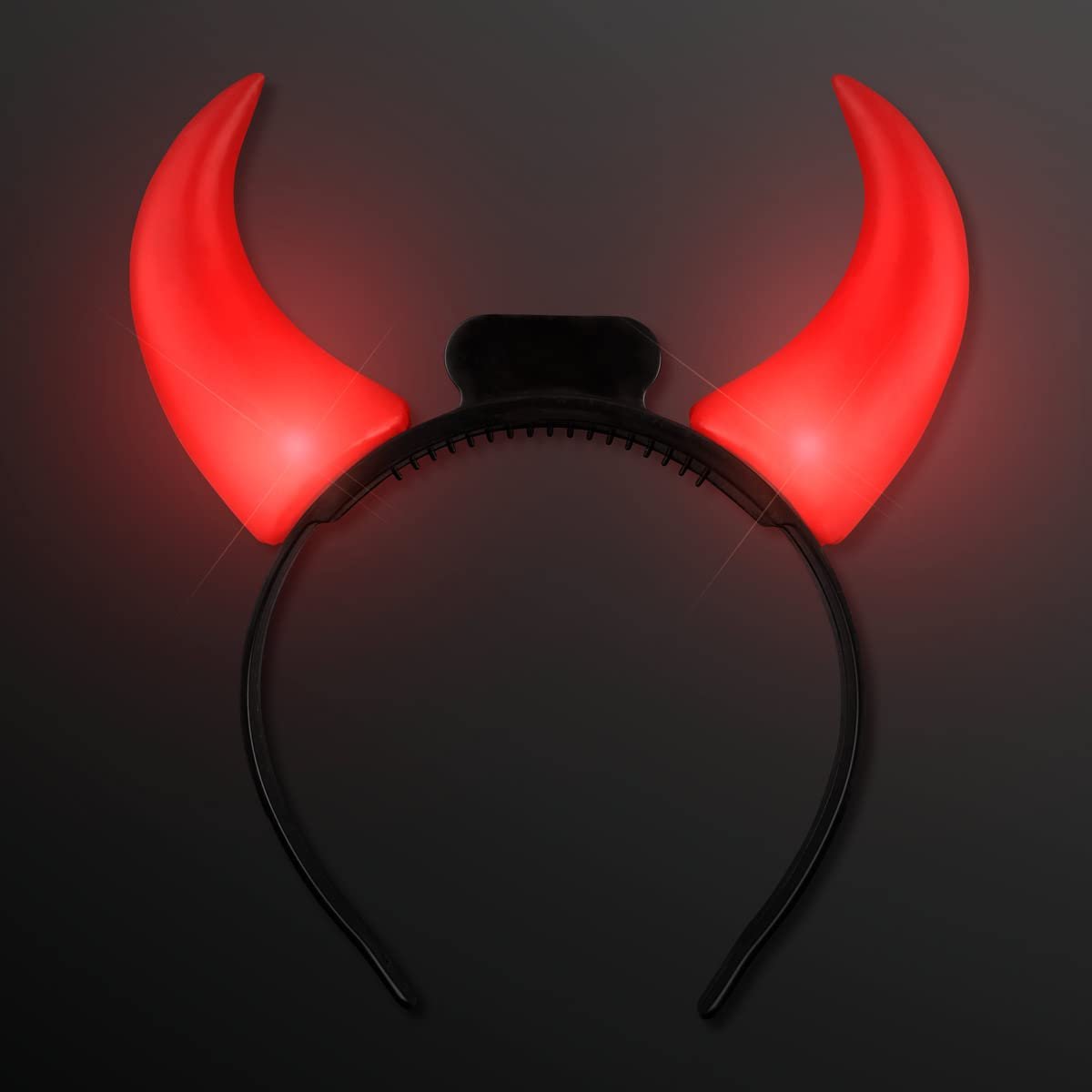 FlashingBlinkyLights Large Red Devil Horns Light Up Headband – LED Costume Headwear Avelisse