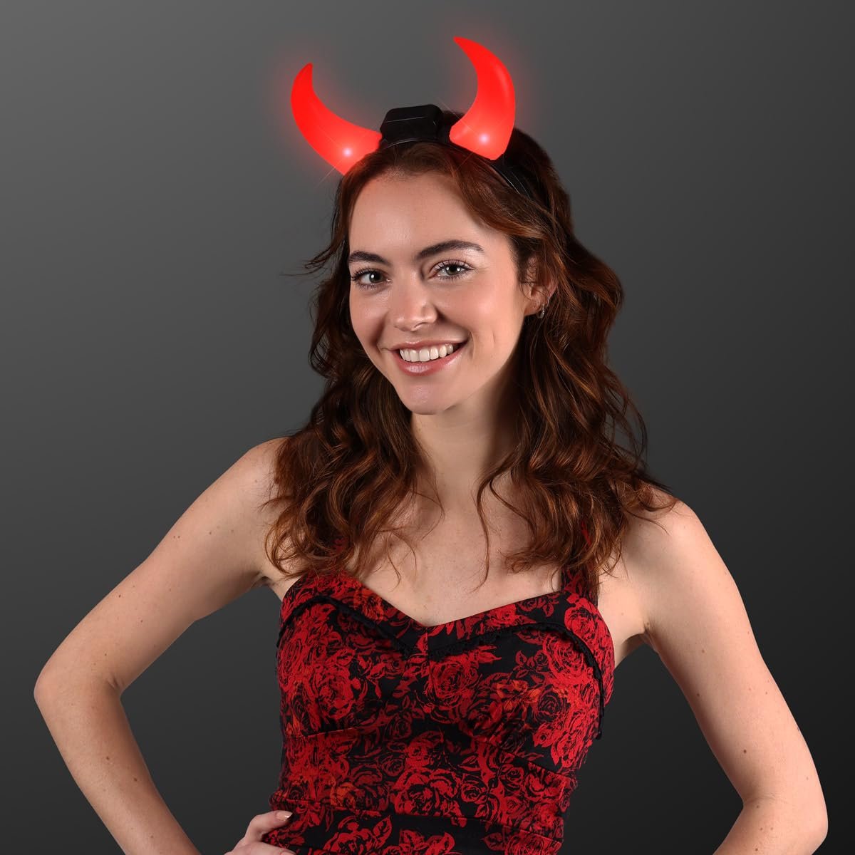FlashingBlinkyLights Large Red Devil Horns Light Up Headband – LED Costume Headwear Avelisse