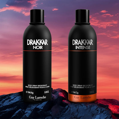 Guy Laroche Drakkar Intense Body Spray for Men – Ambery Fougere Fragrance, Long-Lasting 5.8 Fl Oz