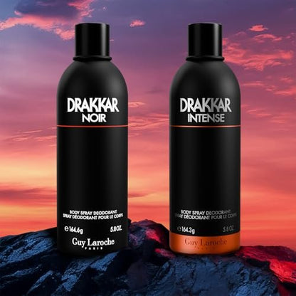 Guy Laroche Drakkar Intense Body Spray for Men – Ambery Fougere Fragrance, Long-Lasting 5.8 Fl Oz