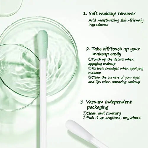 50 Pcs Vitamin E Liquid-Filled Cotton Makeup Remover Swabs - Disposable Precision Corrector Sticks for Eye, Lip, and Eyebrow Makeup Avelisse