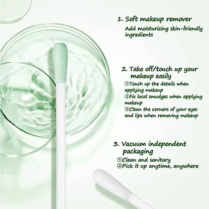 50 Pcs Vitamin E Liquid-Filled Cotton Makeup Remover Swabs - Disposable Precision Corrector Sticks for Eye, Lip, and Eyebrow Makeup Avelisse