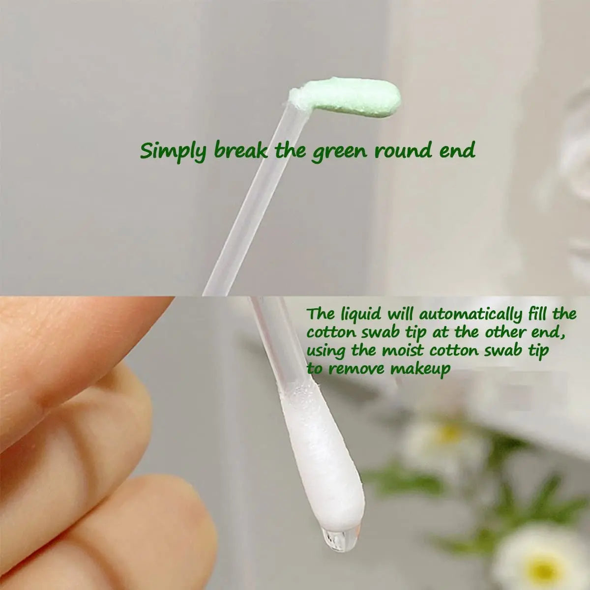 50 Pcs Vitamin E Liquid-Filled Cotton Makeup Remover Swabs - Disposable Precision Corrector Sticks for Eye, Lip, and Eyebrow Makeup Avelisse