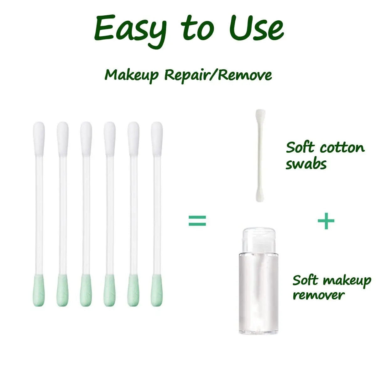 50 Pcs Vitamin E Liquid-Filled Cotton Makeup Remover Swabs - Disposable Precision Corrector Sticks for Eye, Lip, and Eyebrow Makeup Avelisse