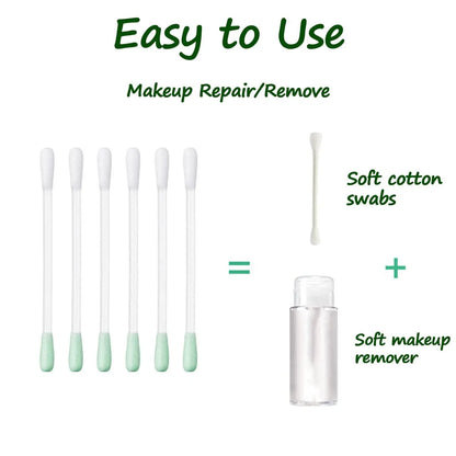 50 Pcs Vitamin E Liquid-Filled Cotton Makeup Remover Swabs - Disposable Precision Corrector Sticks for Eye, Lip, and Eyebrow Makeup Avelisse