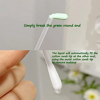 50 Pcs Vitamin E Liquid-Filled Cotton Makeup Remover Swabs - Disposable Precision Corrector Sticks for Eye, Lip, and Eyebrow Makeup Avelisse