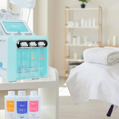 BRÜUN Hydrogen Oxygen Facial Machine Serums for Facial Cleansing – 3-Pack Aqua Peeling Solution (AS1, SA2, AO3) 400ml Each – Hydra Solution for Vacuum Face Cleaning Jet for Home and Spa Avelisse