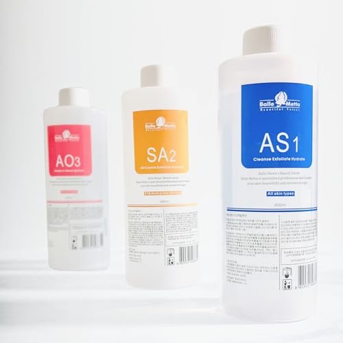 BRÜUN Hydrogen Oxygen Facial Machine Serums for Facial Cleansing – 3-Pack Aqua Peeling Solution (AS1, SA2, AO3) 400ml Each – Hydra Solution for Vacuum Face Cleaning Jet for Home and Spa Avelisse