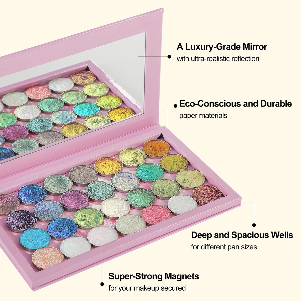 SZDYM Pink Empty Magnetic Palette with Mirror – Customizable Cute Makeup Palette for Eyeshadows, Blush, Lipstick, and Highlighters - görsel 9