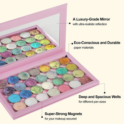 SZDYM Pink Empty Magnetic Palette with Mirror – Customizable Cute Makeup Palette for Eyeshadows, Blush, Lipstick, and Highlighters