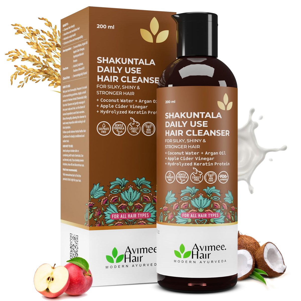 AVIMEE HERBAL Shakuntala Hair Cleanser - SLS & Paraben Free, Reduces Dandruff with Curd & Milk, 200 ml - görsel 1