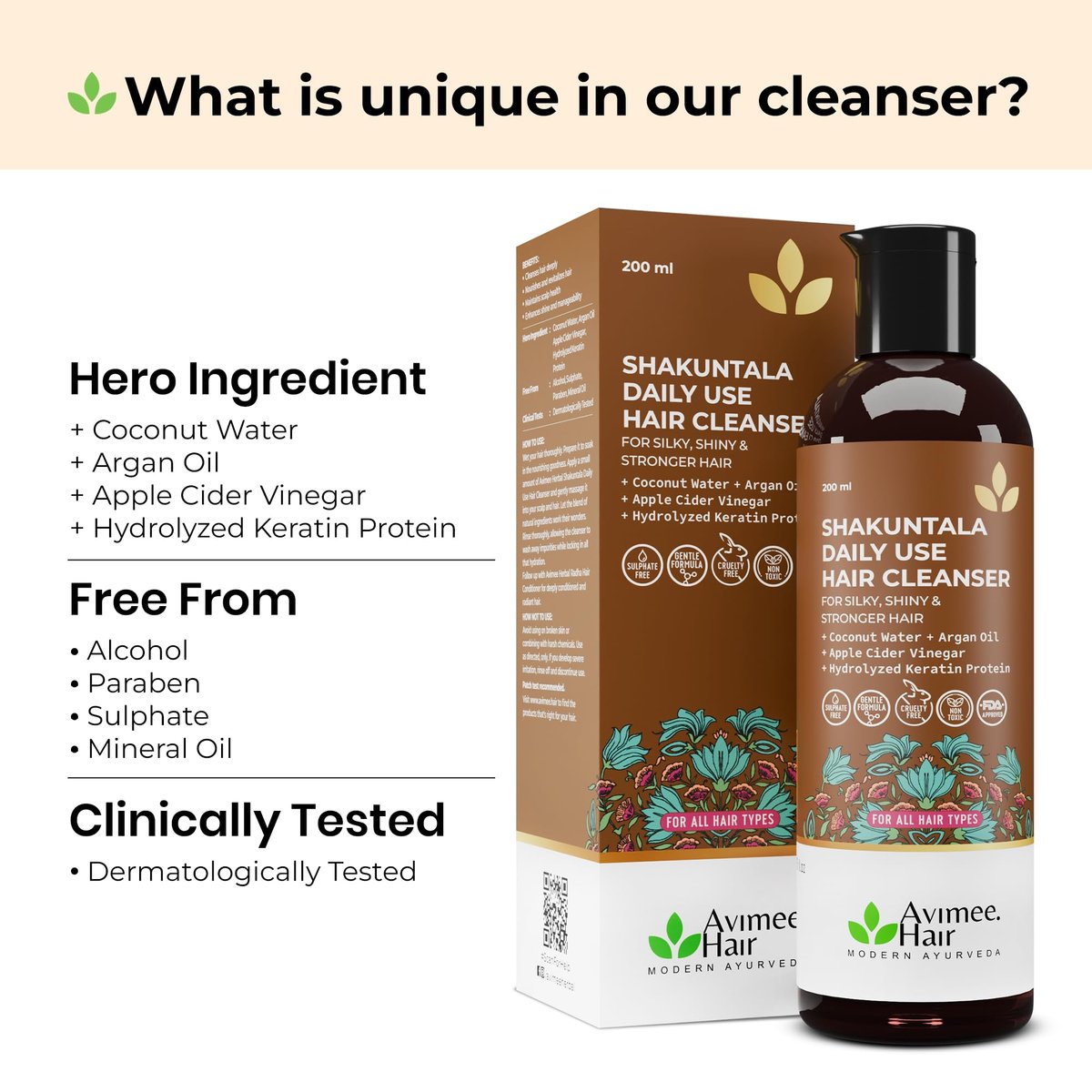AVIMEE HERBAL Shakuntala Hair Cleanser - SLS & Paraben Free, Reduces Dandruff with Curd & Milk, 200 ml - görsel 5