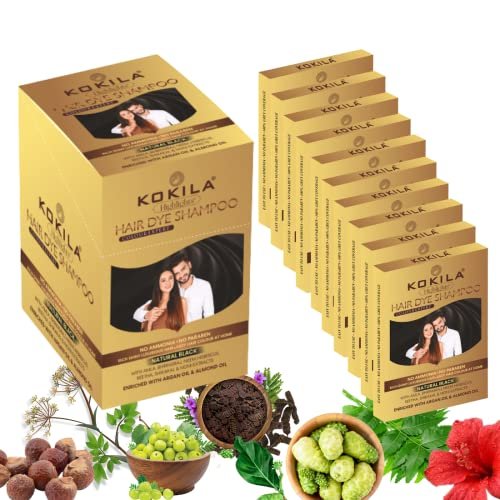 Kokila Unisex Hair Color Shampoo Sachet – Natural Black, No Ammonia, No Paraben, 25ml x 10 Sachets - görsel 16