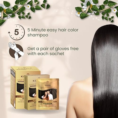 Kokila Unisex Hair Color Shampoo Sachet – Natural Black, No Ammonia, No Paraben, 25ml x 10 Sachets