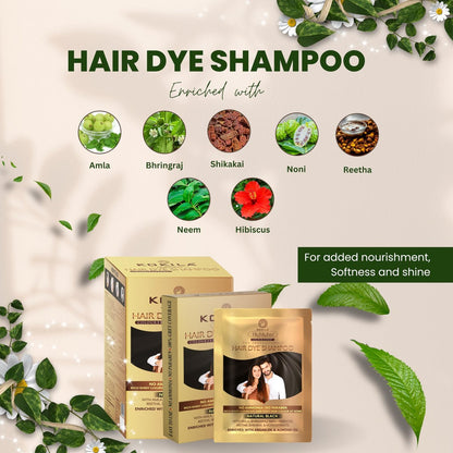 Kokila Unisex Hair Color Shampoo Sachet – Natural Black, No Ammonia, No Paraben, 25ml x 10 Sachets
