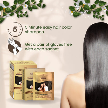 Kokila Unisex Hair Color Shampoo Sachet – Natural Black, No Ammonia, No Paraben, 25ml x 10 Sachets