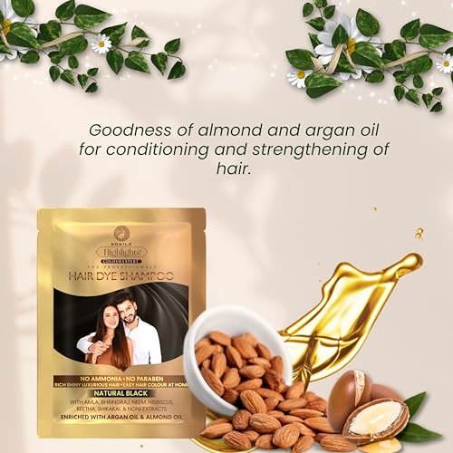 Kokila Unisex Hair Color Shampoo Sachet – Natural Black, No Ammonia, No Paraben, 25ml x 10 Sachets - görsel 12