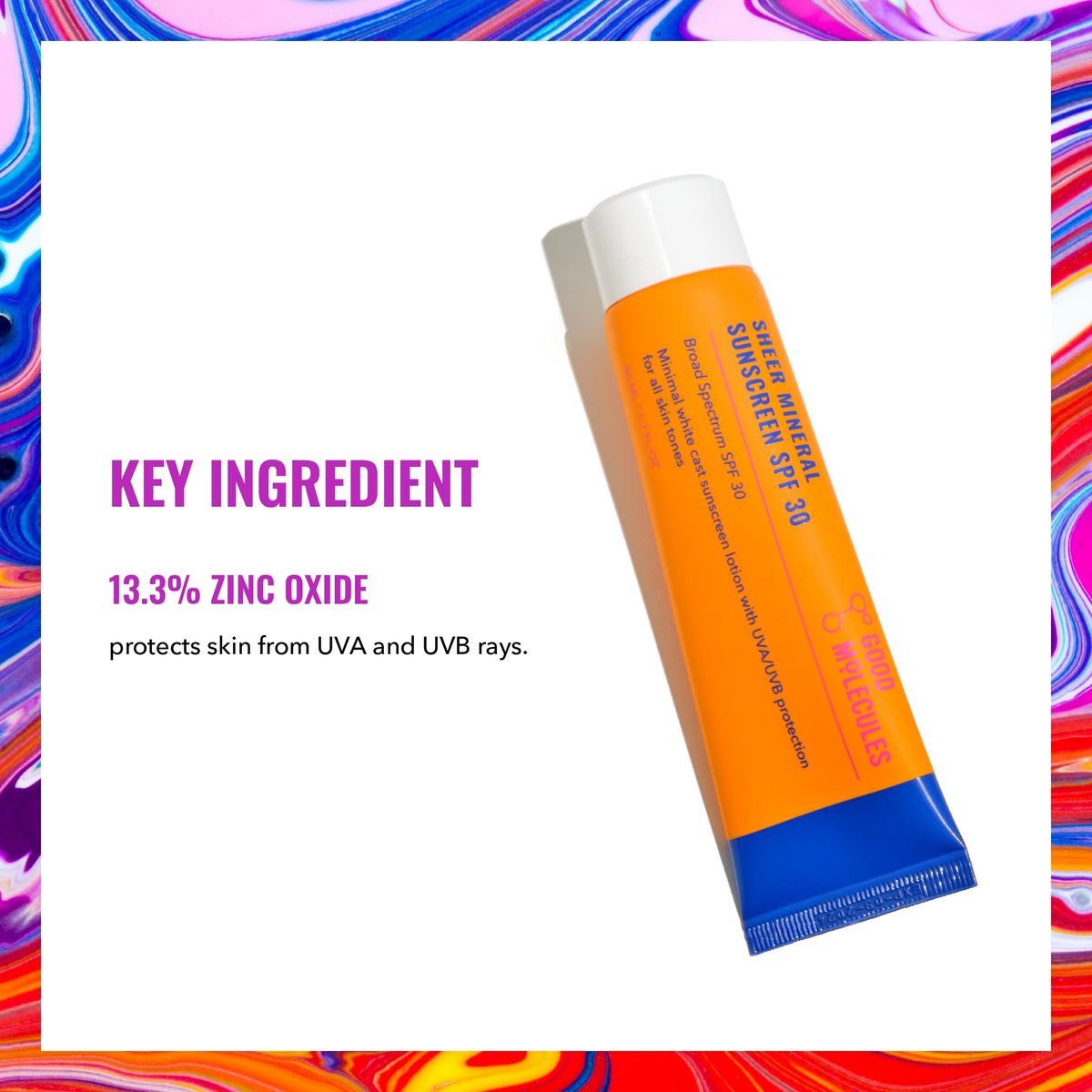 Good Molecules Sheer Mineral Sunscreen SPF 30 - Minimal White Cast, Zinc Oxide, Hyaluronic Acid, UVA/UVB Protection, Reef-Safe, 1.7 oz - görsel 5