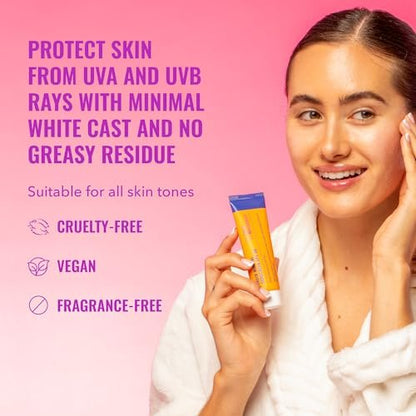 Good Molecules Sheer Mineral Sunscreen SPF 30 - Minimal White Cast, Zinc Oxide, Hyaluronic Acid, UVA/UVB Protection, Reef-Safe, 1.7 oz
