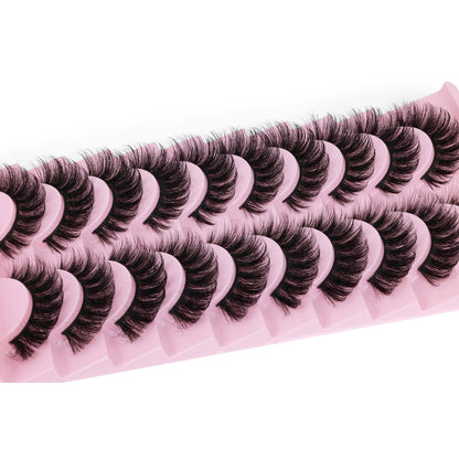 Wispy Mink Lashes 18mm Strip Lashes Natural Look Fake Eyelashes Curly Soft Cat Eye Lash Pack 10 Pairs by EYDEVRO