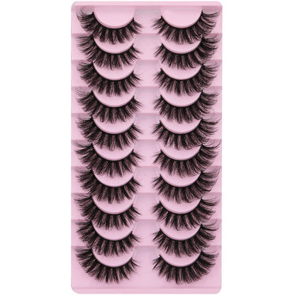 Wispy Mink Lashes 18mm Strip Lashes Natural Look Fake Eyelashes Curly Soft Cat Eye Lash Pack 10 Pairs by EYDEVRO