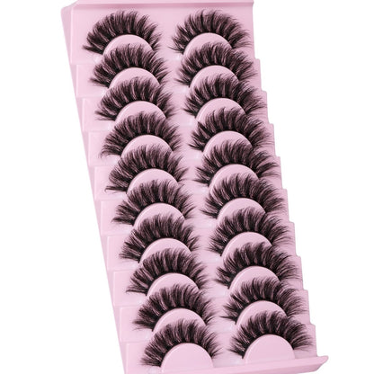 Wispy Mink Lashes 18mm Strip Lashes Natural Look Fake Eyelashes Curly Soft Cat Eye Lash Pack 10 Pairs by EYDEVRO