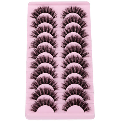 Wispy Mink Lashes 18mm Strip Lashes Natural Look Fake Eyelashes Curly Soft Cat Eye Lash Pack 10 Pairs by EYDEVRO