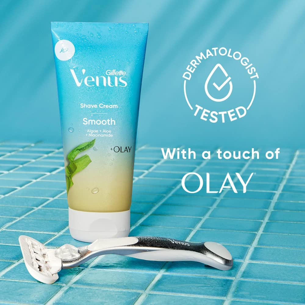 Gillette Venus Smooth & Olay Shaving Cream for Women, 6 oz (3-Pack) Avelisse