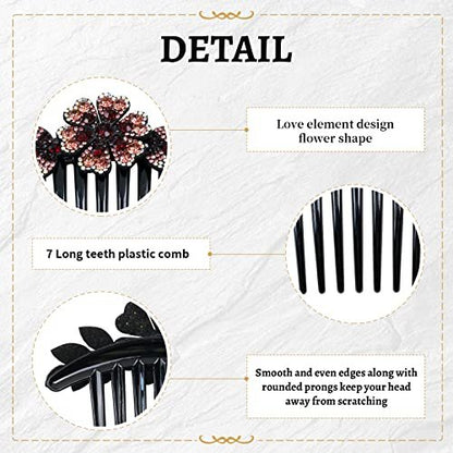 inSowni 6-Pack Luxury Sparkly Glitter Flower Leaf Rhinestone Plastic Hair Side Combs - French Twist Slides Hairpins for Long Thick Hair Avelisse