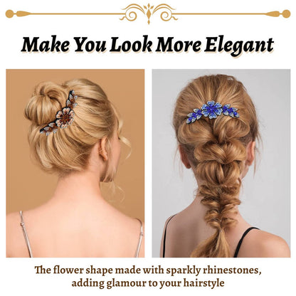 inSowni 6-Pack Luxury Sparkly Glitter Flower Leaf Rhinestone Plastic Hair Side Combs - French Twist Slides Hairpins for Long Thick Hair Avelisse