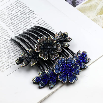 inSowni 6-Pack Luxury Sparkly Glitter Flower Leaf Rhinestone Plastic Hair Side Combs - French Twist Slides Hairpins for Long Thick Hair Avelisse