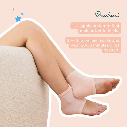 Bare August Moisturizing Socks – Overnight Gel Socks for Dry, Cracked Heels – Reusable Spa Socks for Women & Men – 2 Pairs, Pinky Peach, One Size Avelisse