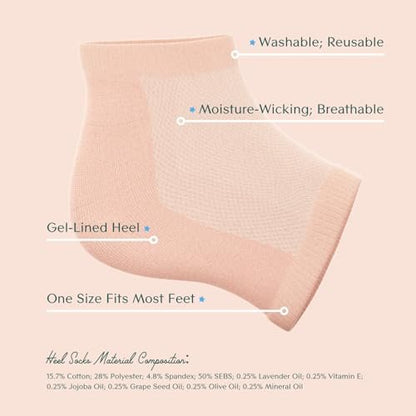 Bare August Moisturizing Socks – Overnight Gel Socks for Dry, Cracked Heels – Reusable Spa Socks for Women & Men – 2 Pairs, Pinky Peach, One Size Avelisse