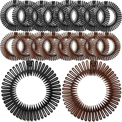 GXXMEI Flexible Plastic Circle Tooth Headbands - 20 Pack Hair Wrap Holders for Women, Girls and Sports