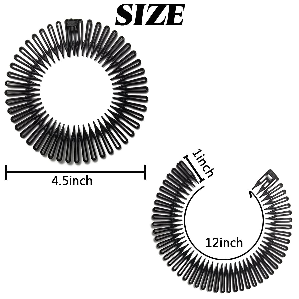 GXXMEI Flexible Plastic Circle Tooth Headbands - 20 Pack Hair Wrap Holders for Women, Girls and Sports - görsel 3