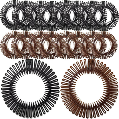 GXXMEI Flexible Plastic Circle Tooth Headbands - 20 Pack Hair Wrap Holders for Women, Girls and Sports