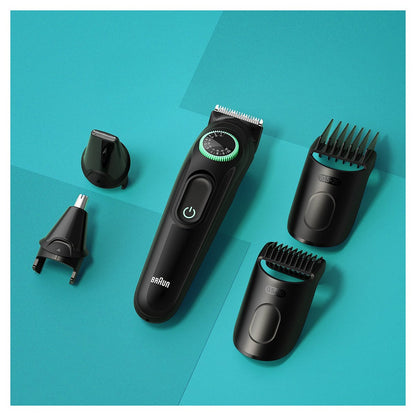 Braun All-In-One Style Kit Series 3 3450, 5-in-1 Trimmer for Men, Ultra-Sharp Blade, 40 Length Settings, Washable, Black Avelisse