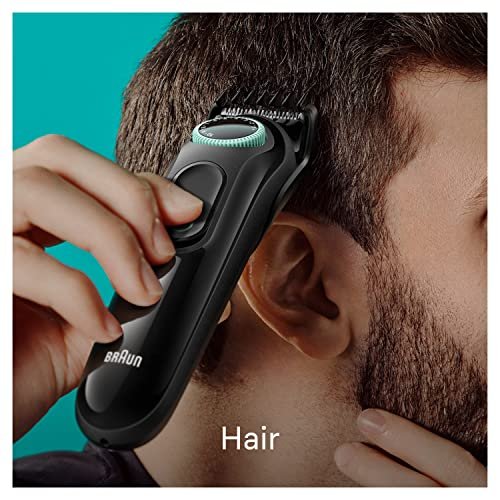 Braun All-In-One Style Kit Series 3 3450, 5-in-1 Trimmer for Men, Ultra-Sharp Blade, 40 Length Settings, Washable, Black Avelisse