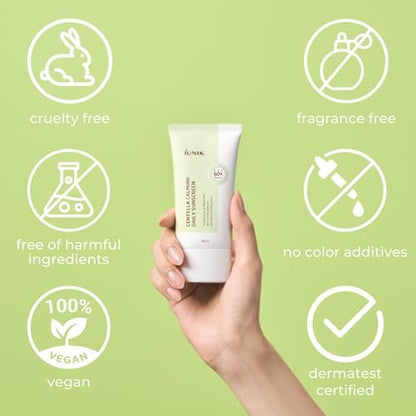 IUNIK Centella Calming Moisture Daily Sunscreen SPF 50+ PA++++ - Matte Finish, No White Cast, for Dry, Oily, Sensitive Skin, Vegan Korean Skincare (Pack of 2) Avelisse