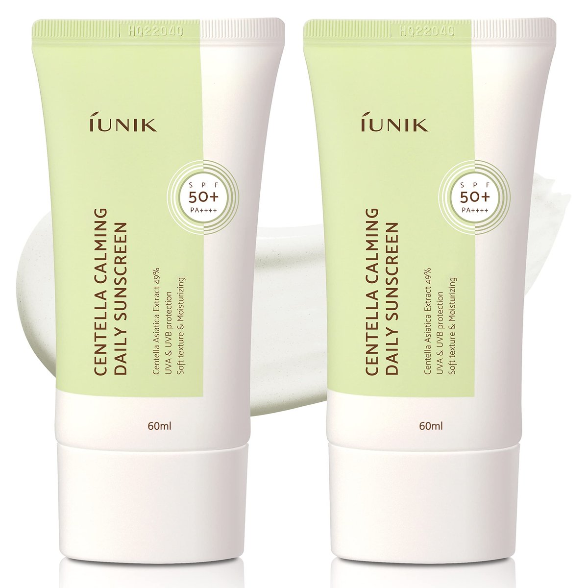 IUNIK Centella Calming Moisture Daily Sunscreen SPF 50+ PA++++ - Matte Finish, No White Cast, for Dry, Oily, Sensitive Skin, Vegan Korean Skincare (Pack of 2) Avelisse
