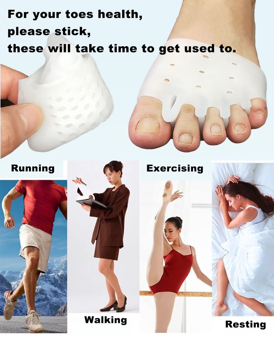 Golbylicc 4 Pairs Metatarsal Gel Pads Toe Spacers Separators for Bunions, Hammertoe Corrector & Forefoot Pads - Women Men Foot Pain Relief - görsel 11