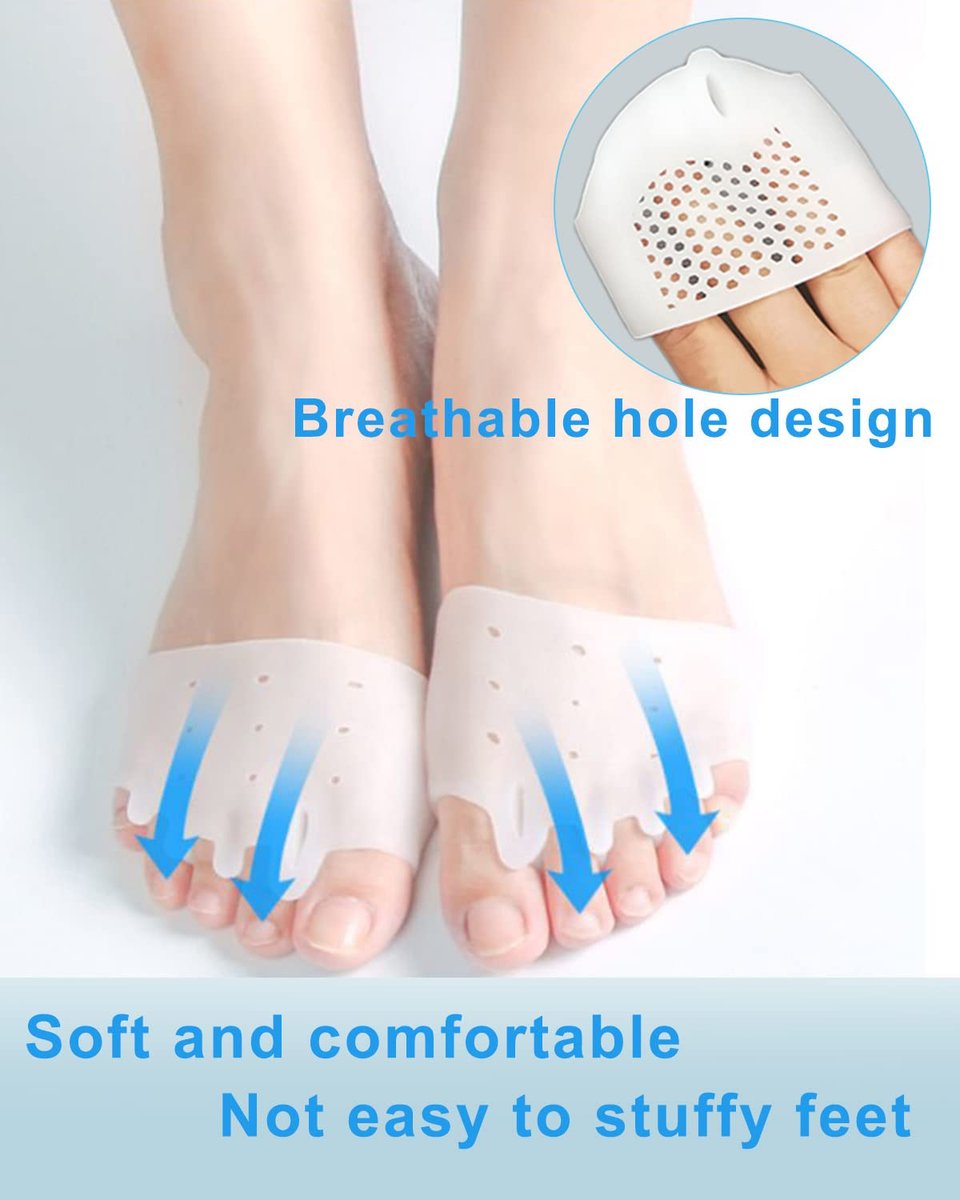 Golbylicc 4 Pairs Metatarsal Gel Pads Toe Spacers Separators for Bunions, Hammertoe Corrector & Forefoot Pads - Women Men Foot Pain Relief - görsel 7