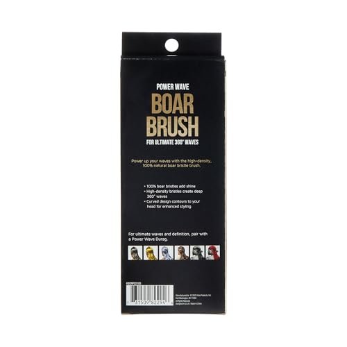 KISS COLORS & CARE 360° Power Wave Palm Brush - Medium Soft, Curved Handle, High-Density Boar Bristles for Deep Waves, Shed-Free Grip - görsel 16