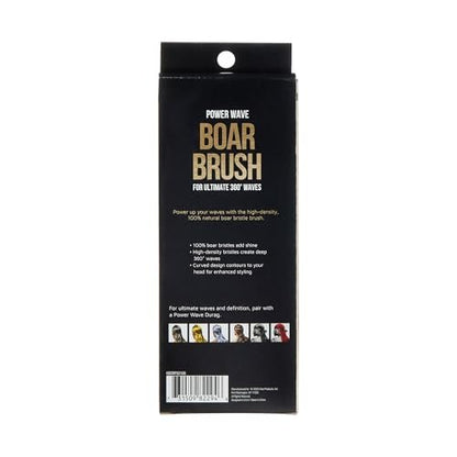 KISS COLORS & CARE 360° Power Wave Palm Brush - Medium Soft, Curved Handle, High-Density Boar Bristles for Deep Waves, Shed-Free Grip